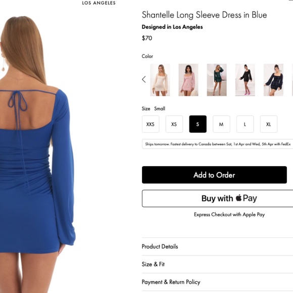 Lucy in the Sky Shantelle Long Sleeve Dress in Blue - Picture 6 of 6